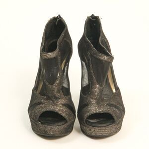 Jessica Simpson Belindas Women Platinum Glitter Open-Toe Stiletto Heels Size 6.5